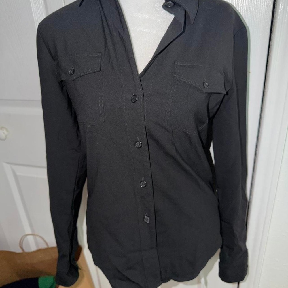 Theory Black Shirt l Size Small Button Front Long Sleeve